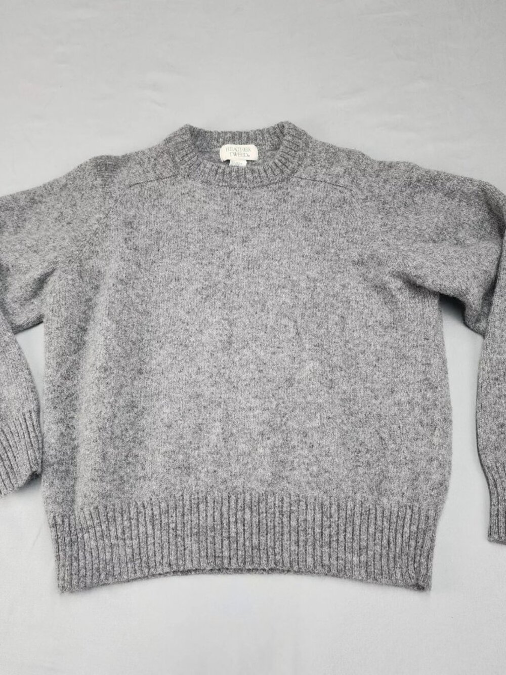 Heather and Tweed Womens Sweater Size M Gray Shetland Wool Crewneck Pullover